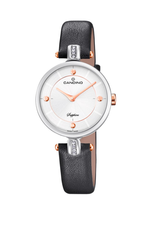 Candino Sapphire Swiss Made Ladies Leather Watch - Lady Elegance Grey