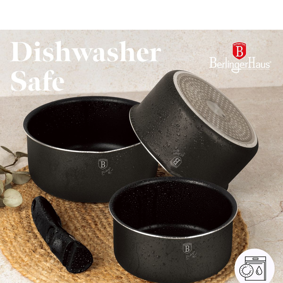 Berlinger Haus 12-Piece Titan Pro Non Stick Coating Oven Safe Cookware Set - Anthracite Collection