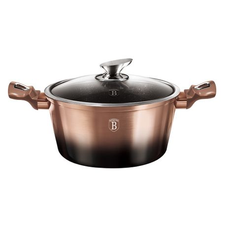 Berlinger Haus 20cm Marble Coating Casserole Pot - Rose Gold Noir