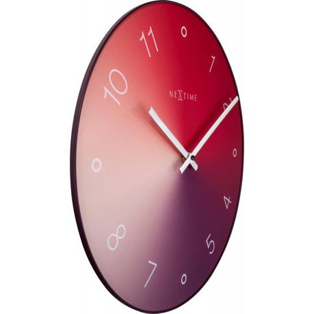 NeXtime 40cm Gradient Glass & Metal Round Wall Clock - Red