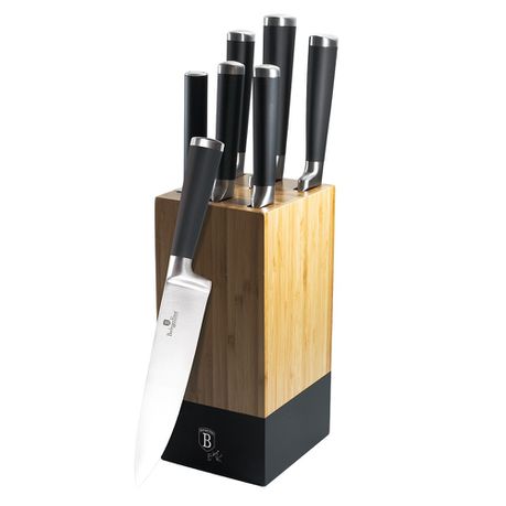 Berlinger Haus 7-Piece Knife Set with Bamboo Stand - Royal Black