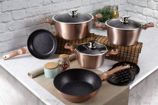 Berlinger Haus 10 Piece Marble Coating Cookware Set - Rose Gold Metallic Line