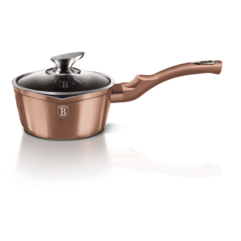 Berlinger Haus 16cm Marble Coating Sauce Pan with Lid - Rose Gold Metallic