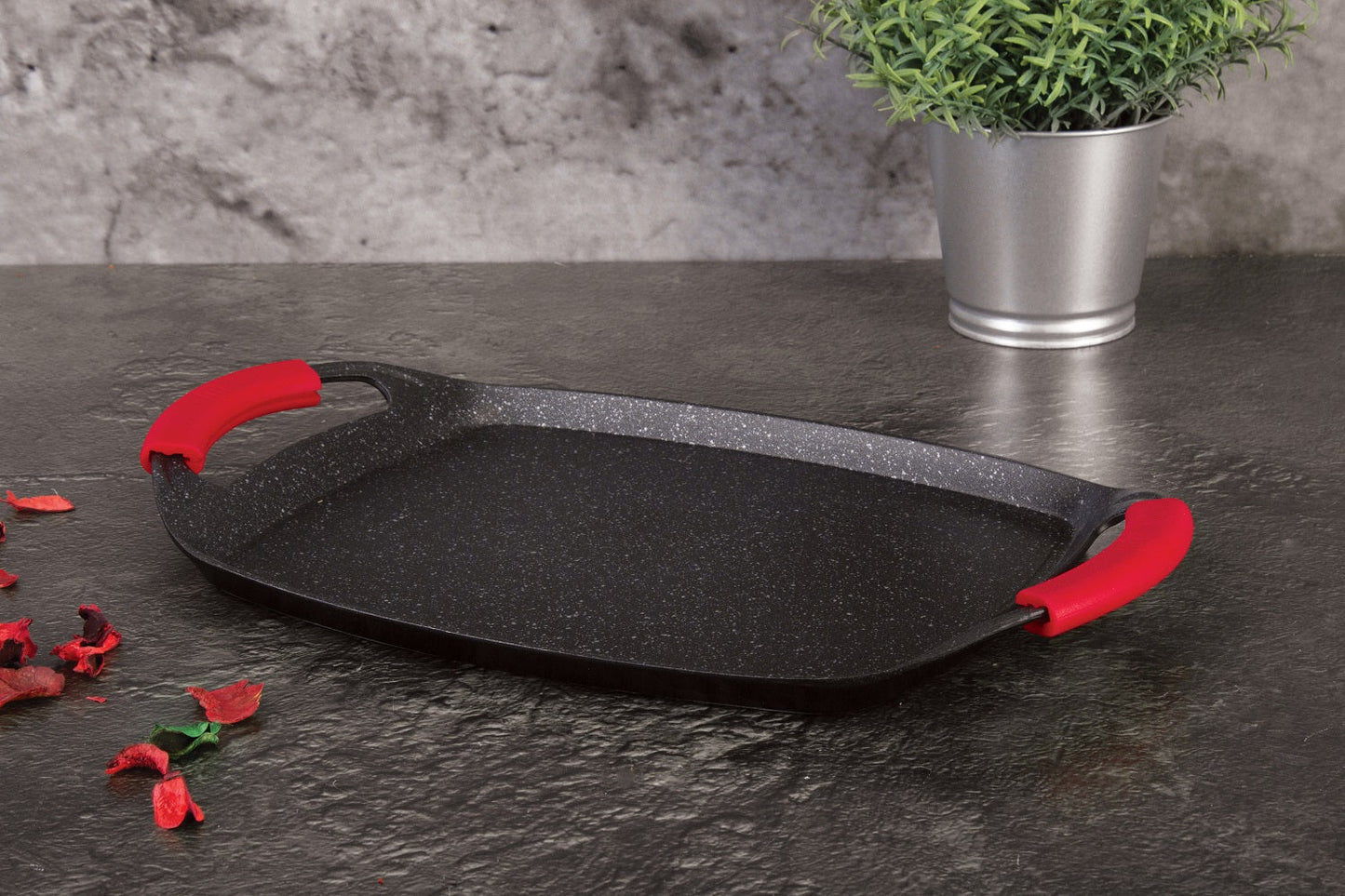 Berlinger Haus 36cm Non-Stick Marble Coating Grill Plate - Burgundy Metallic