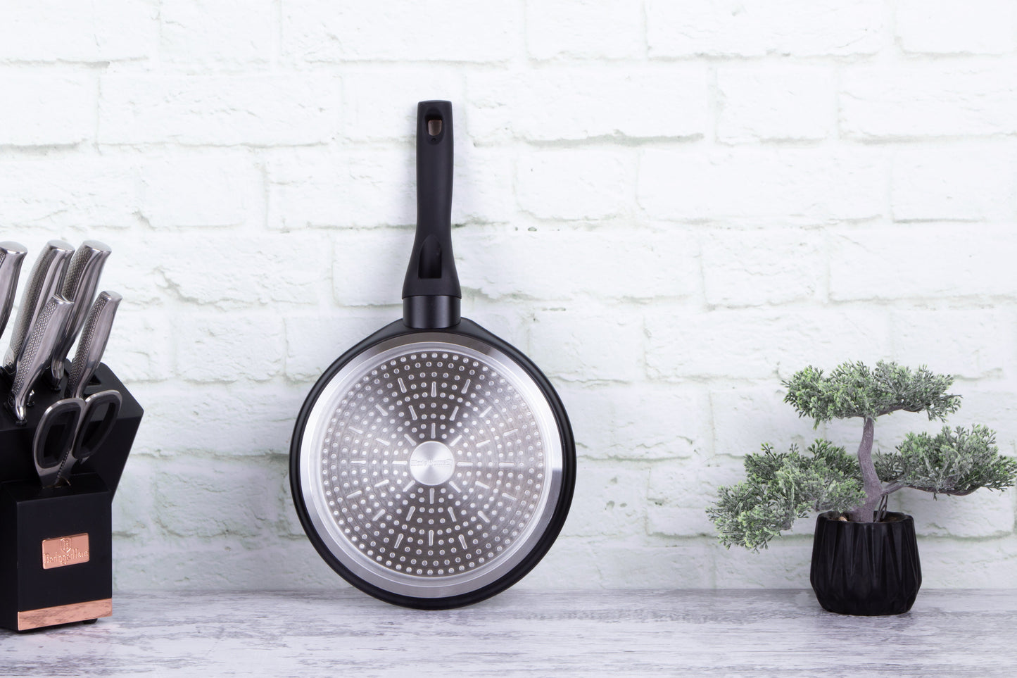 Berlinger Haus 25cm Marble Coating Non-Stick Pancake Pan – Black Rose Collection