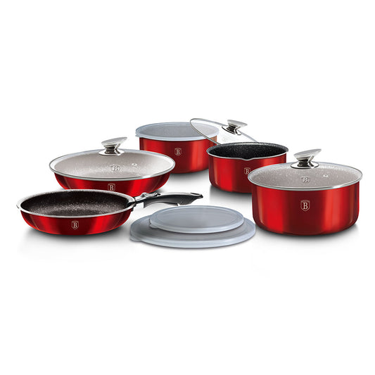 Berlinger Haus 12-Piece Marble Coating Cookware Set - Burgundy Metallic