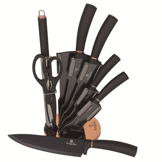 Berlinger Haus 8-Piece Knife Set with Acrylic Stand – Black Rose