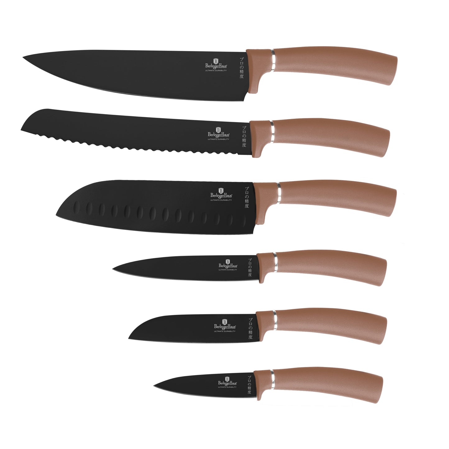 Berlinger Haus 6-Piece Stainless Steel Knife Set – Rose Gold