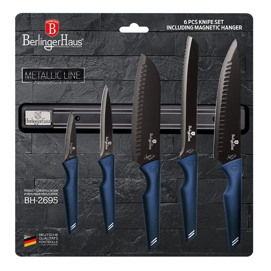 Berlinger Haus 6-Piece Knife Set with Magnetic Hanger - Aquamarine