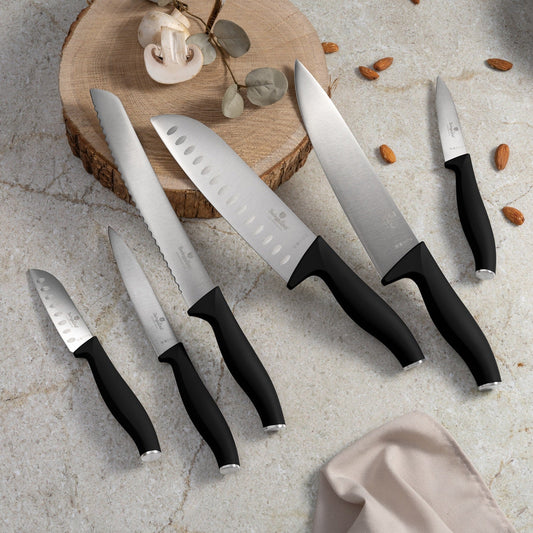 Berlinger Haus 6-Piece Knife Set with Bamboo Stand – Matt Black