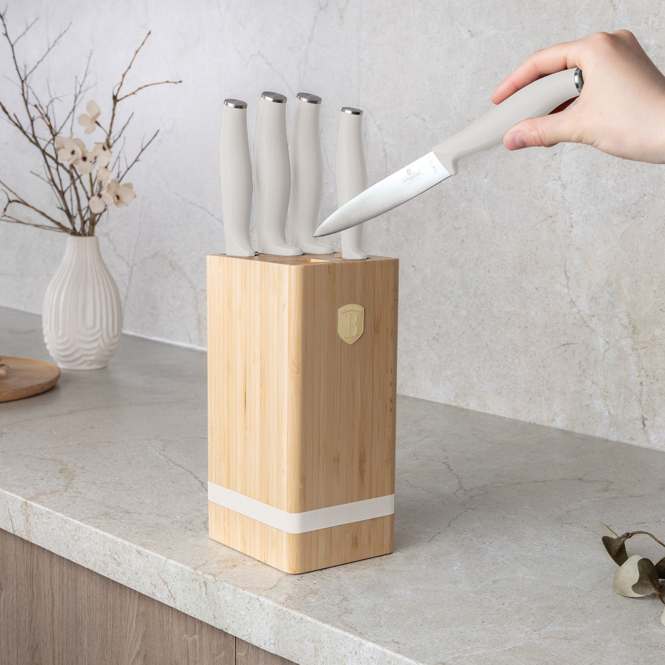 Berlinger Haus 6-Piece Stainless Steel Knife Set with Bamboo Stand – Sahara