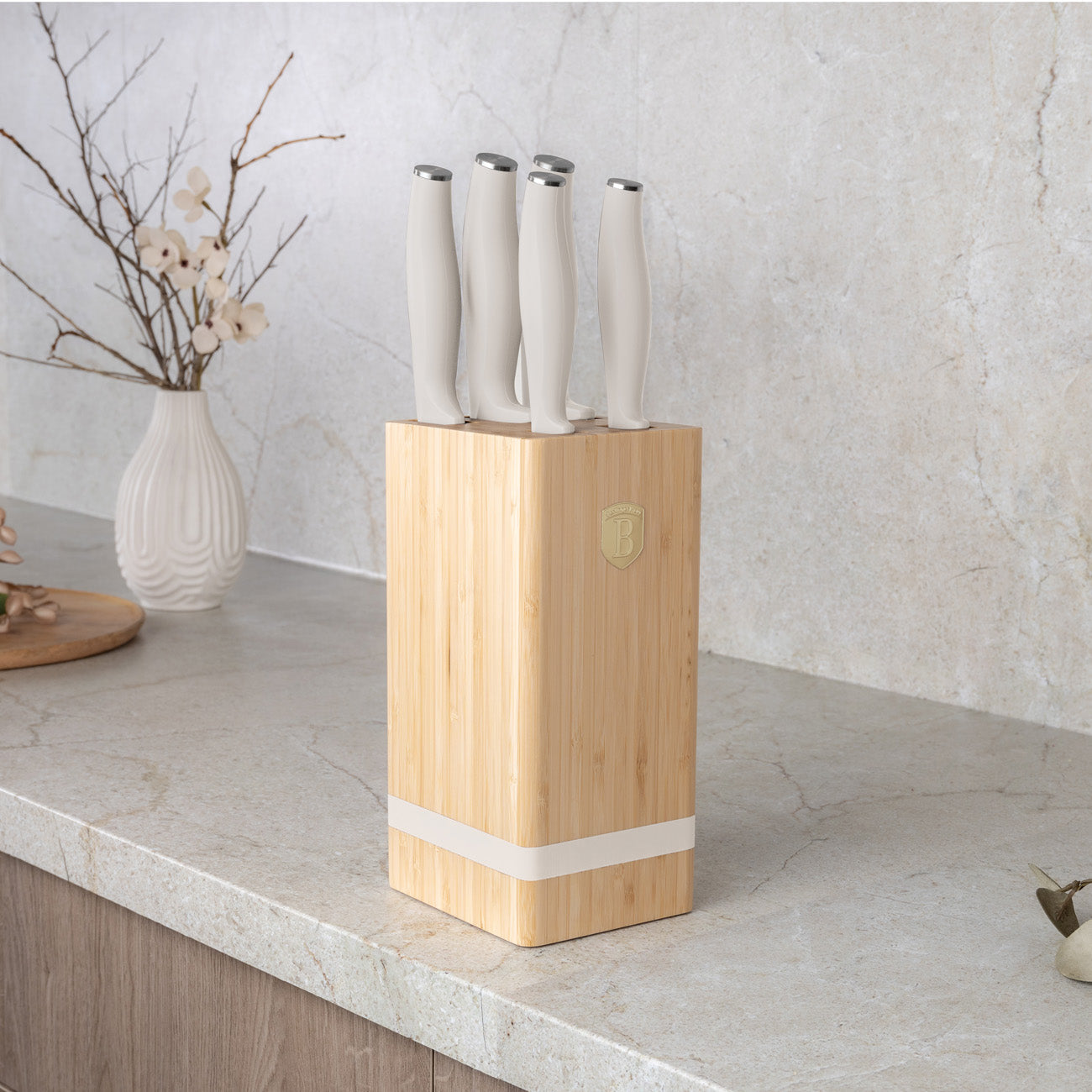 Berlinger Haus 6-Piece Stainless Steel Knife Set with Bamboo Stand – Sahara
