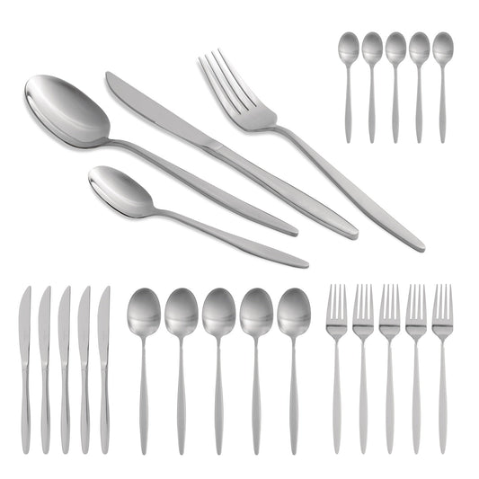 Berlinger Haus 24-Piece Stainless Steel Cutlery Set – Silver Mirror Polish