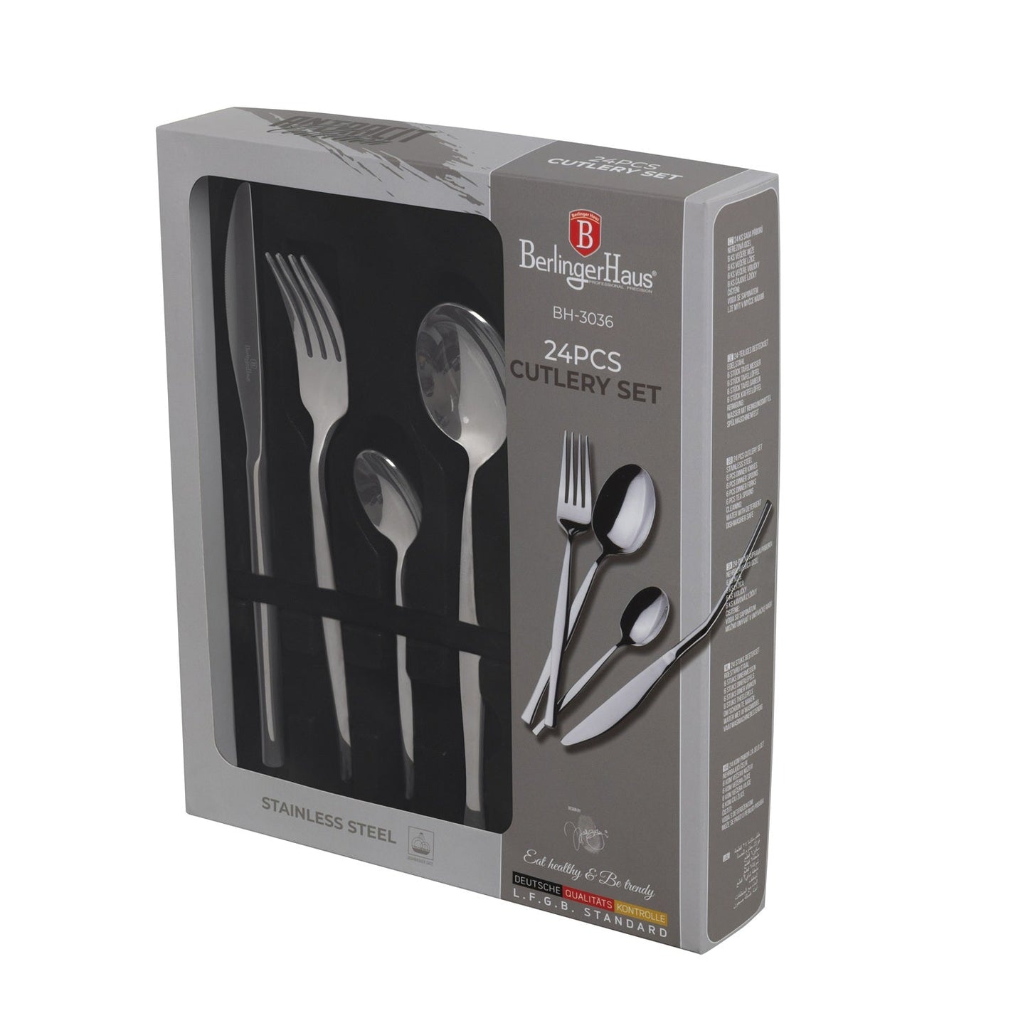 Berlinger Haus 24-Piece Stainless Steel Cutlery Set – Silver Mirror Polish