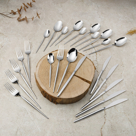 Berlinger Haus 24-Piece Stainless Steel Cutlery Set – Silver Mirror Polish