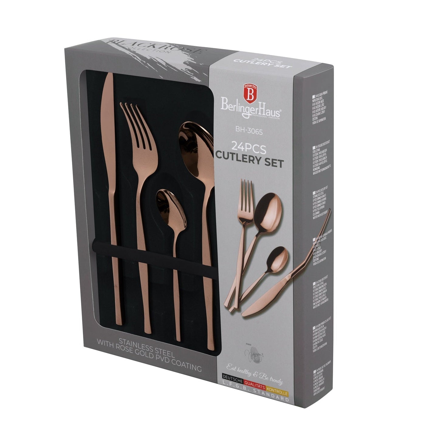 Berlinger Haus 24-Piece Stainless Steel Cutlery Set - Rose Gold