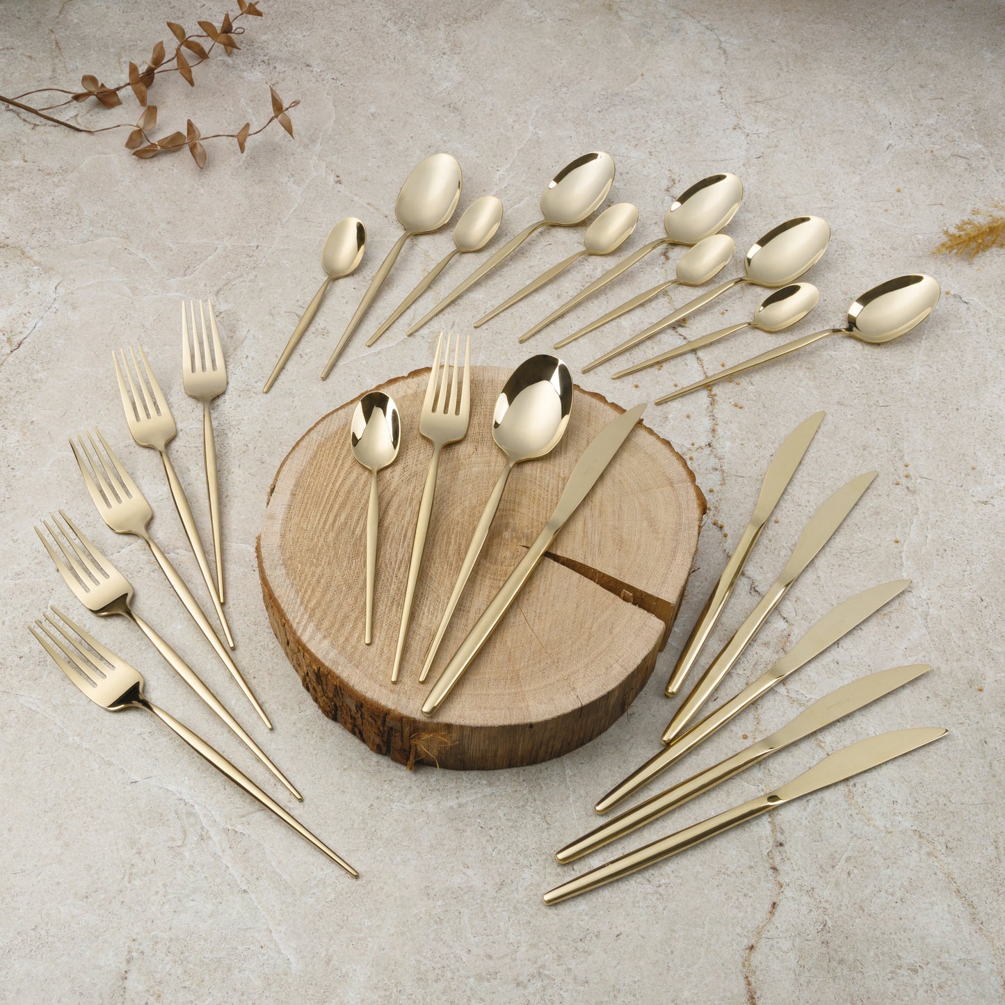 Berlinger Haus 24-Piece Stainless Steel Cutlery Set - Champagne Gold