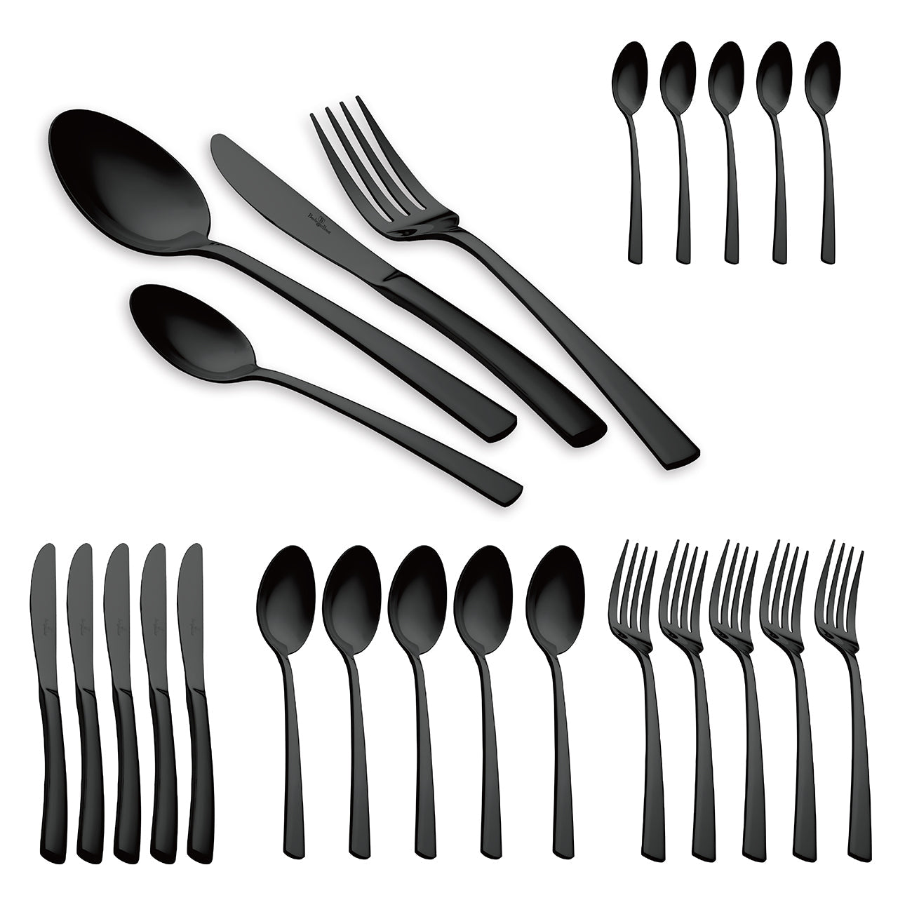 Berlinger Haus 24-Piece Stainless Steel Cutlery Set – Black Mirror