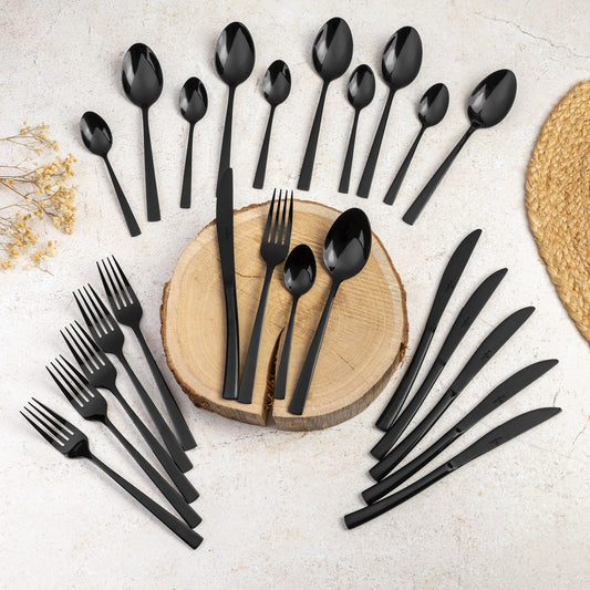 Berlinger Haus 24-Piece Stainless Steel Cutlery Set – Black Mirror
