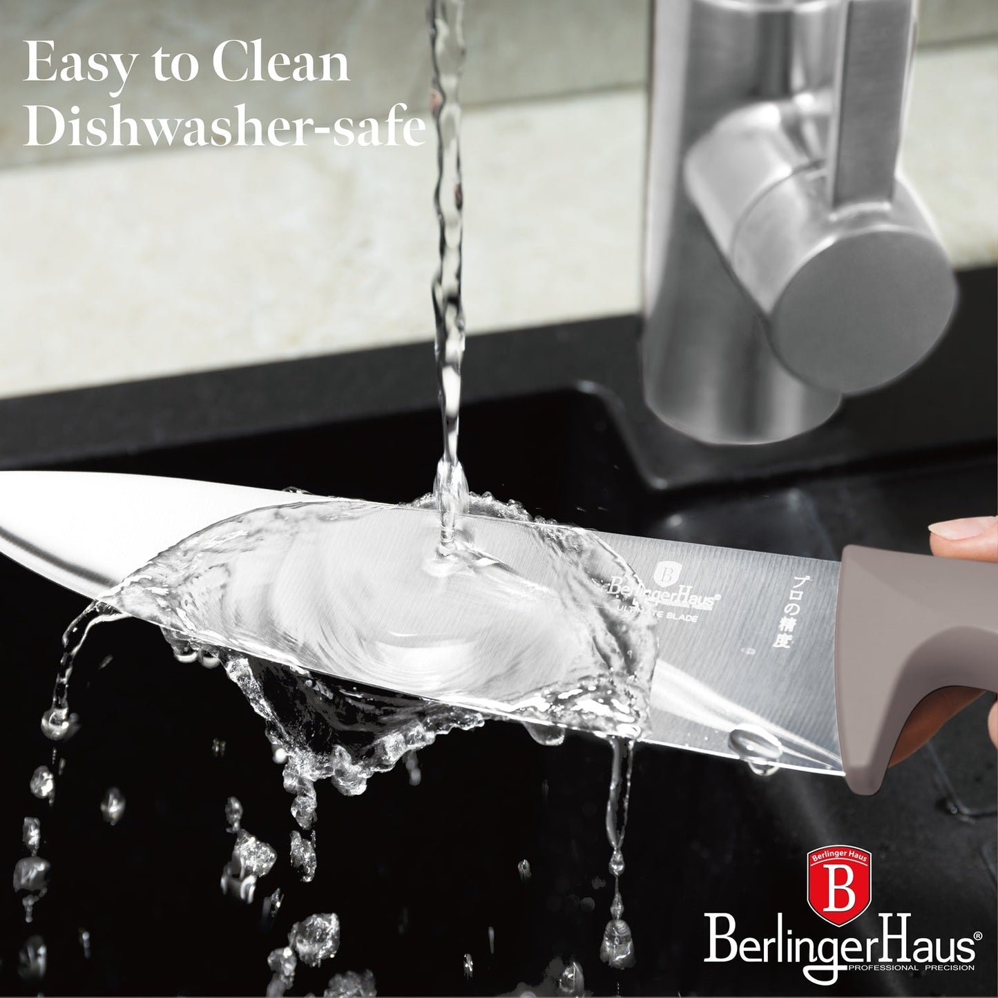 Berlinger Haus 4-Piece Stainless Steel Knife Set - Taupe