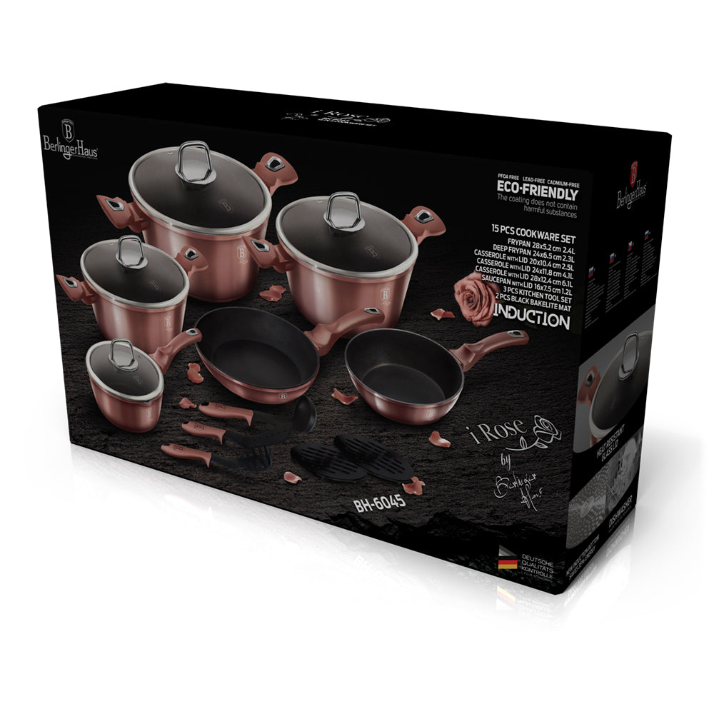 Berlinger Haus 15 Piece Marble Coating Cookware Set - i-ROSE