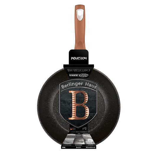 Berlinger Haus - 30cm Marble Coating Wok - Rose Gold Metallic