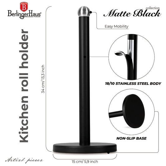 Berlinger Haus Kitchen Roll Holder – Black & Silver