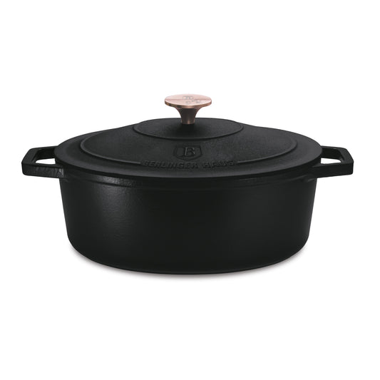 Berlinger Haus 32cm Oval Roaster Casserole - Cast Iron - Black Rose