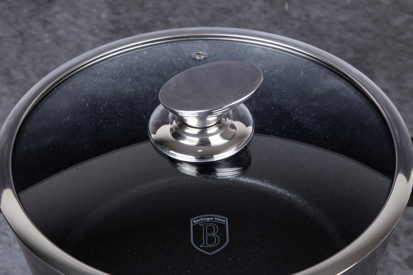 Berlinger Haus 13-Piece Marble Coating Smart Lid Cookware Set - Shiny Black
