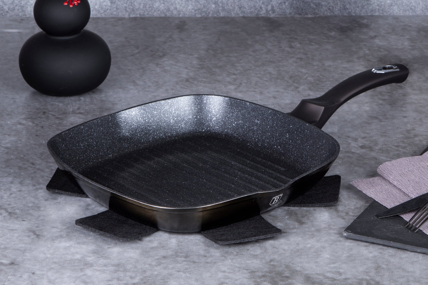 Berlinger Haus 28 cm Marble Coating Grill Pan - Shine Black Edition