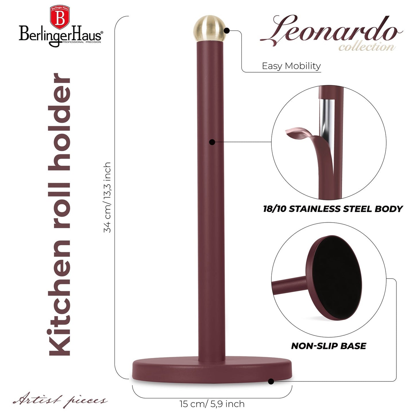 Berlinger Haus Premium Kitchen Roll Holder - Leonardo