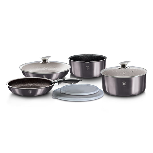Berlinger Haus 9-Piece Marble Coating Non-Stick Cookware set - Carbon Pro