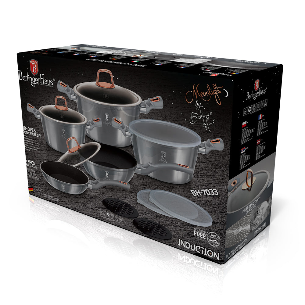 Berlinger Haus 13-Piece Marble Coating Smart Lid Cookware Set - Moonlight