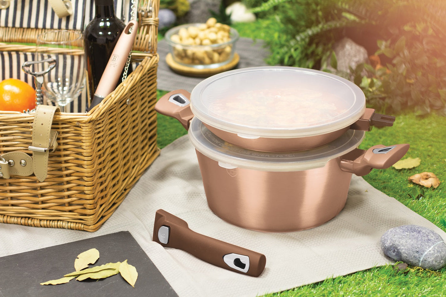 Berlinger Haus 13-Piece Marble Coating Smart Lid Cookware Set - Rose Gold Metallic Line