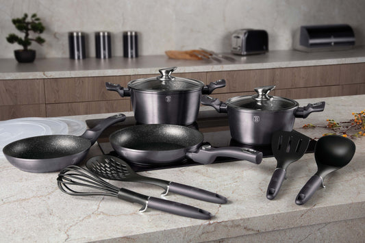 Berlinger Haus 13-Piece Non-Stick Cookware Set with Smart Lid - Carbon Pro