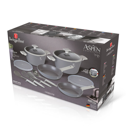 Berlinger Haus 12-Piece Marble Coating Smart Lid Cookware Set - Aspen