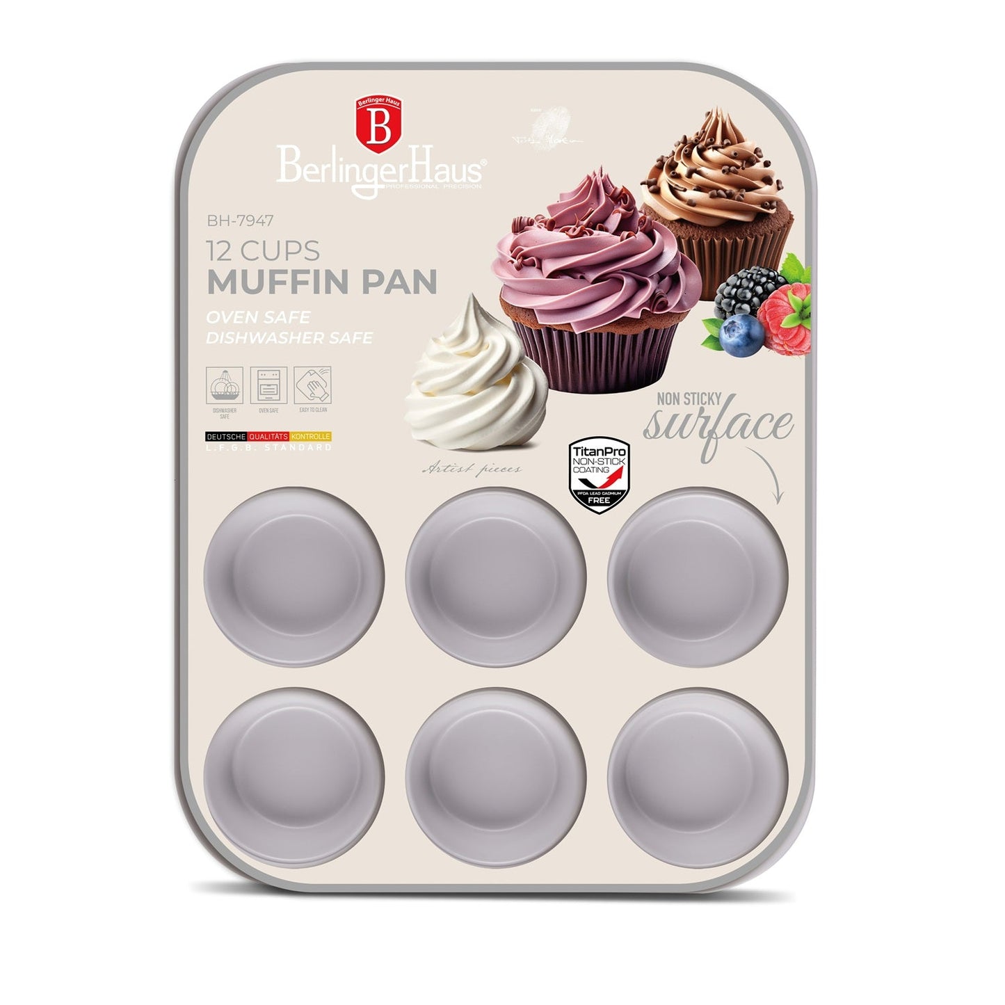 Berlinger Haus 12-Cup Titan Pro Non-Stick Coating Muffin Pan – Taupe