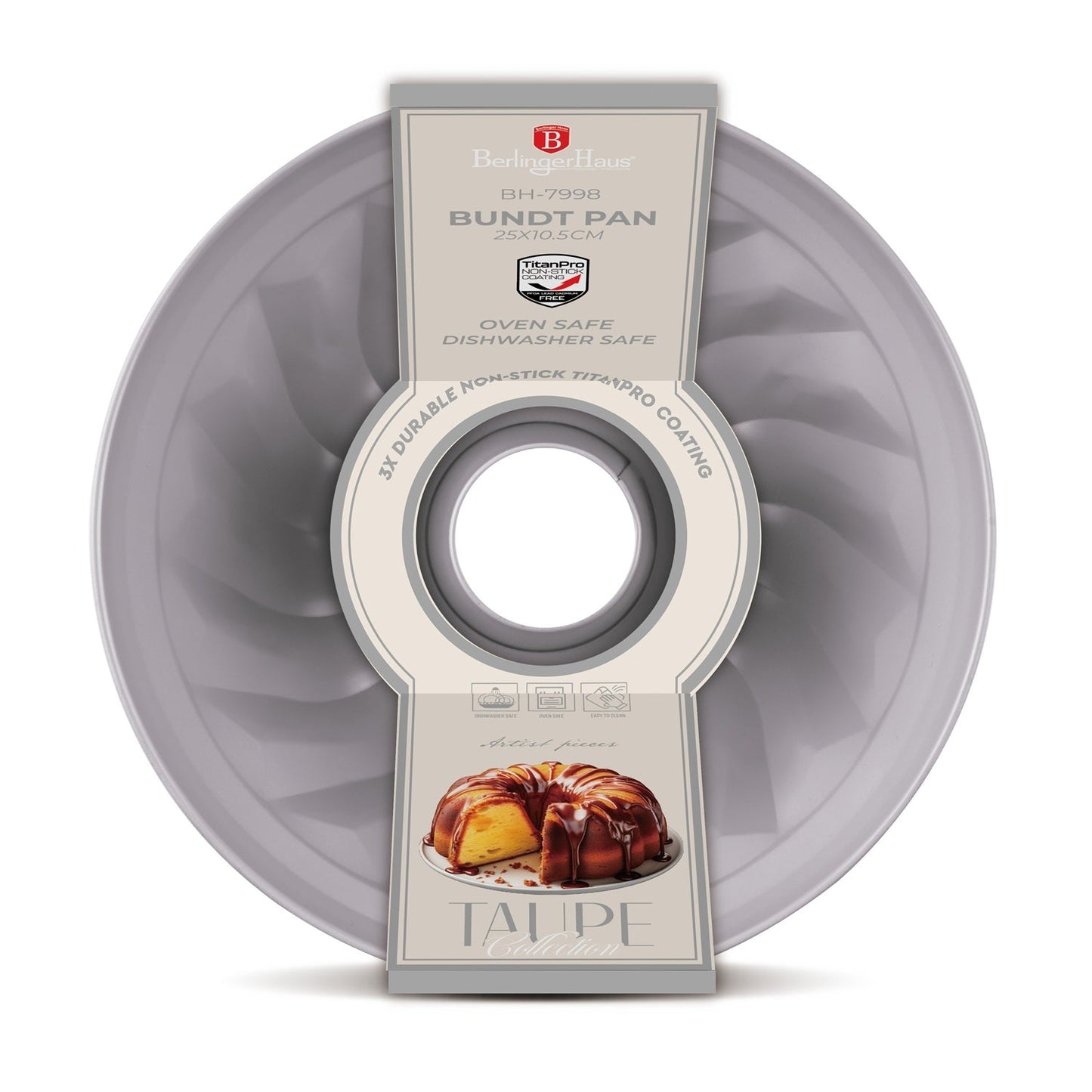 Berlinger Haus 25cm Titan Pro Non-Stick Coating Bundt Pan – Taupe