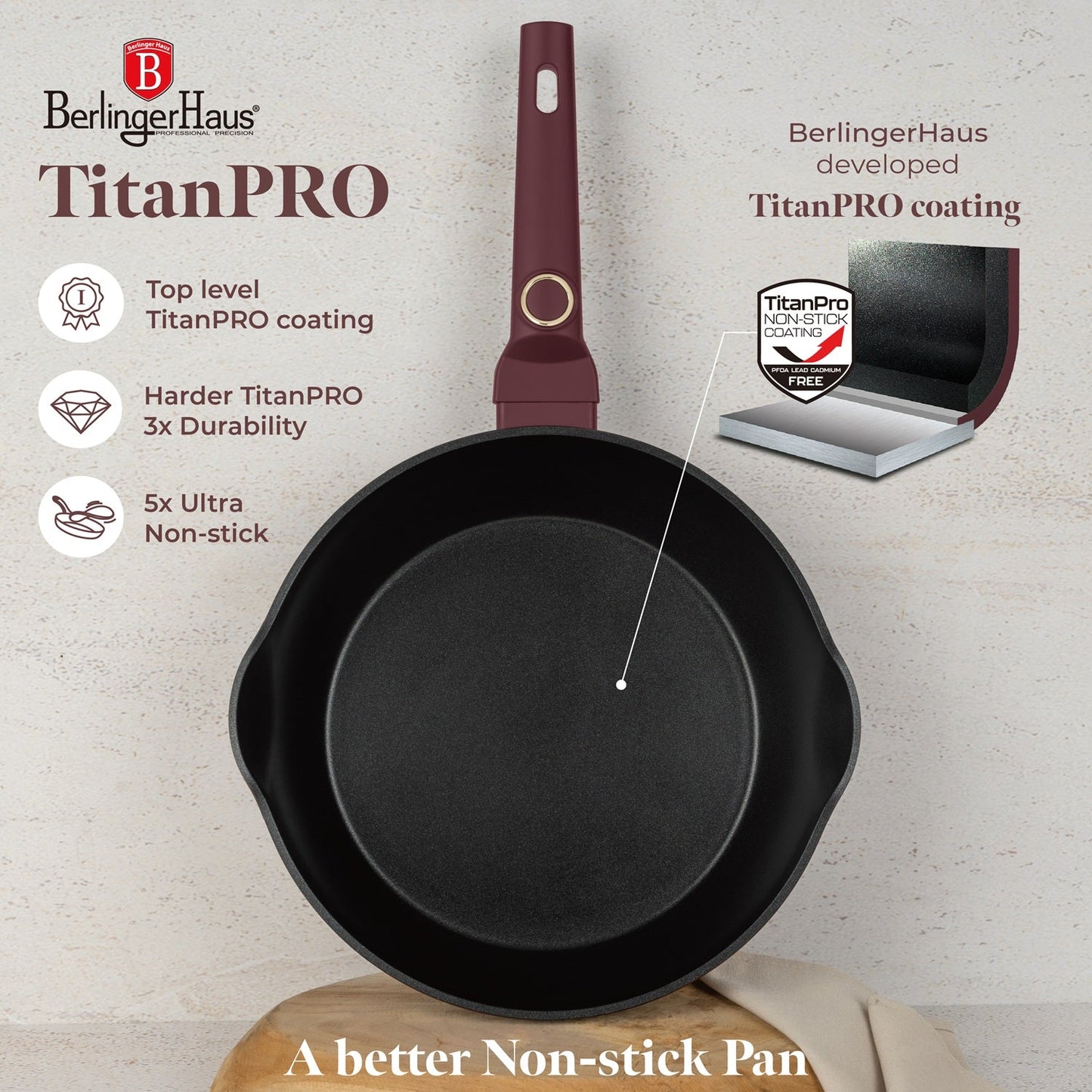 Berlinger Haus 28cm Titan Pro Non-Stick Coating Deep Frypan - Leonardo