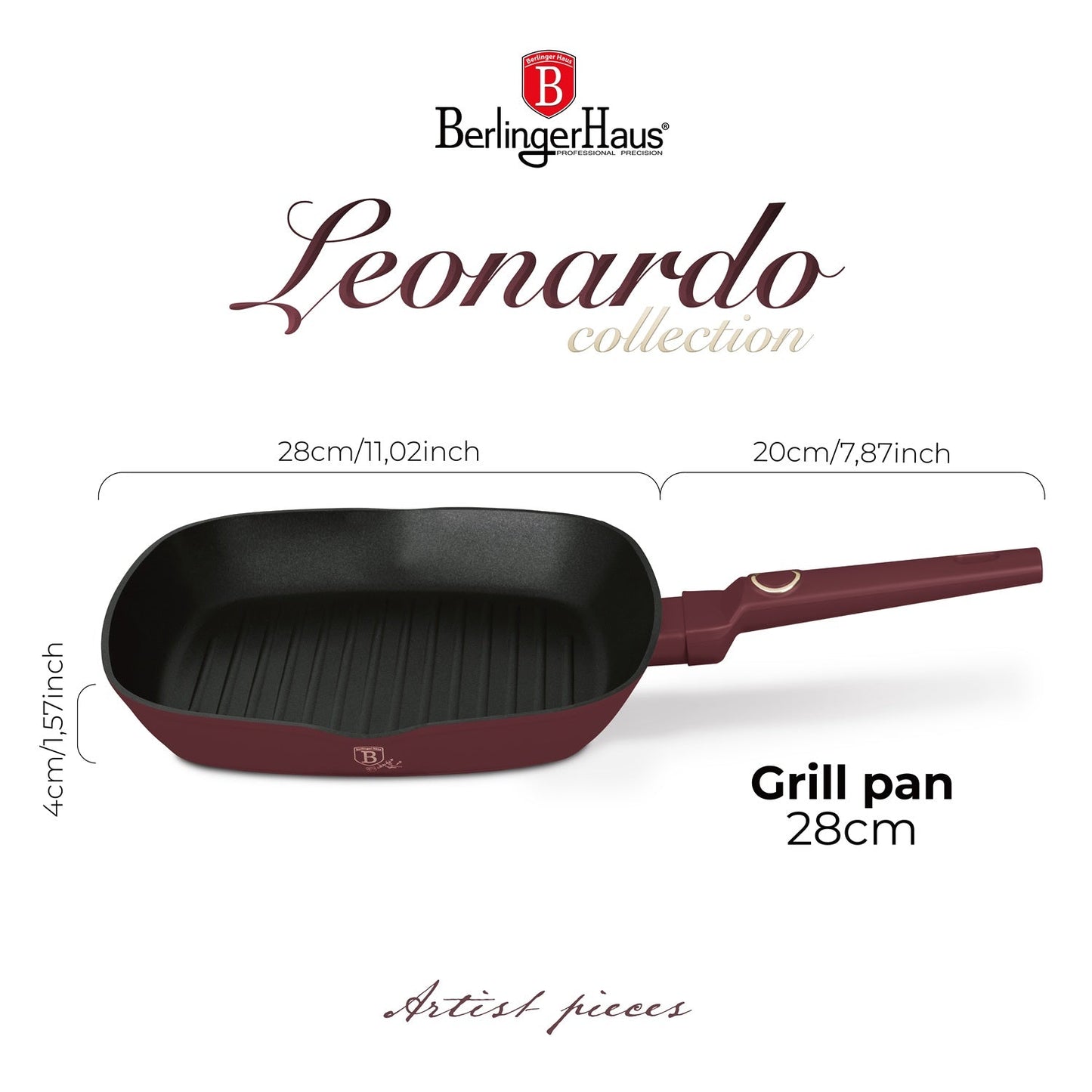 Berlinger Haus 28cm Titan Pro Non-Stick Coating Grill Pan - Leonardo