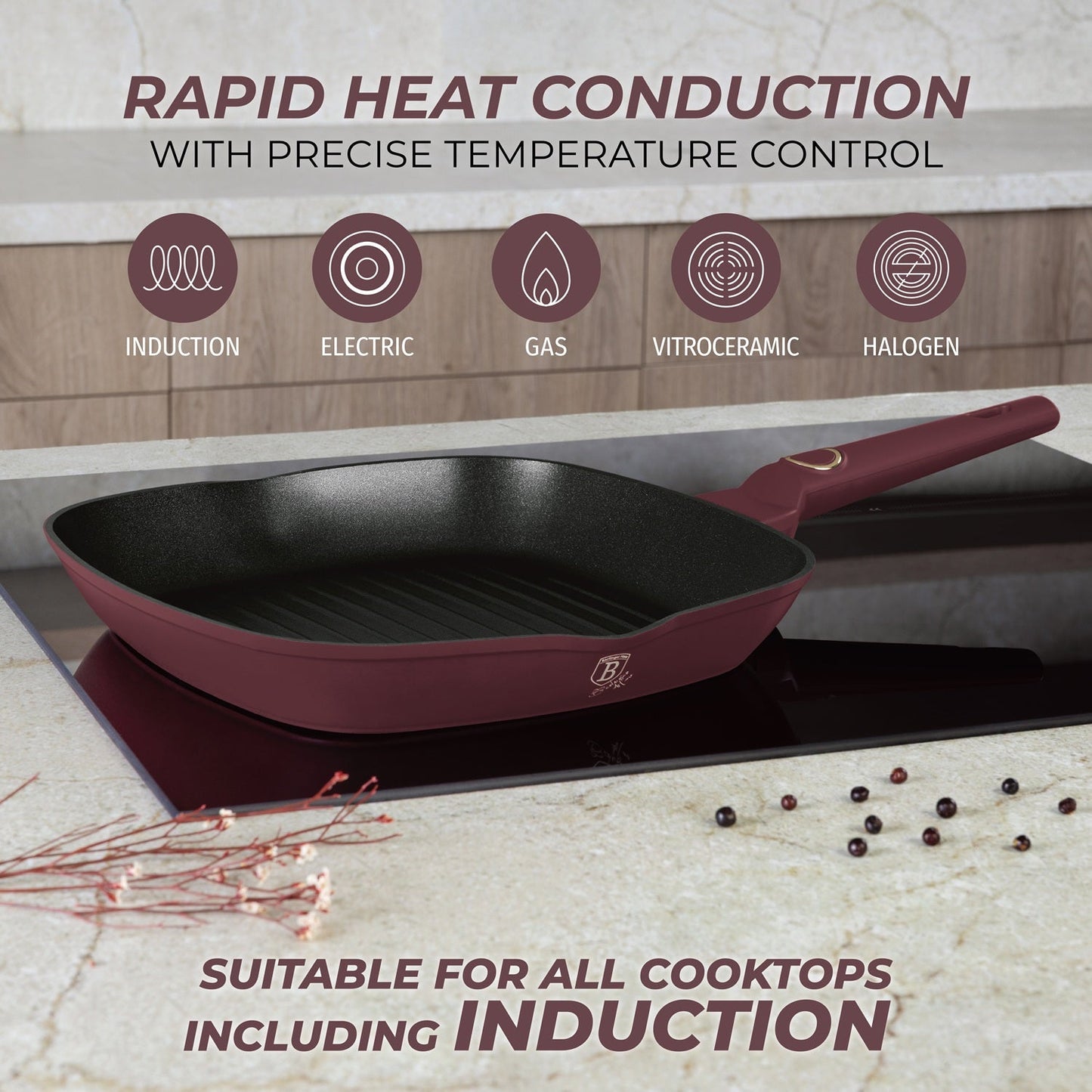 Berlinger Haus 28cm Titan Pro Non-Stick Coating Grill Pan - Leonardo