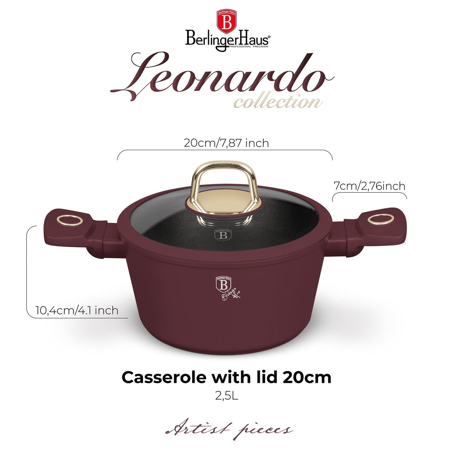 Berlinger Haus 20cm Titan Pro Non-Stick Coating Casserole - Leonardo
