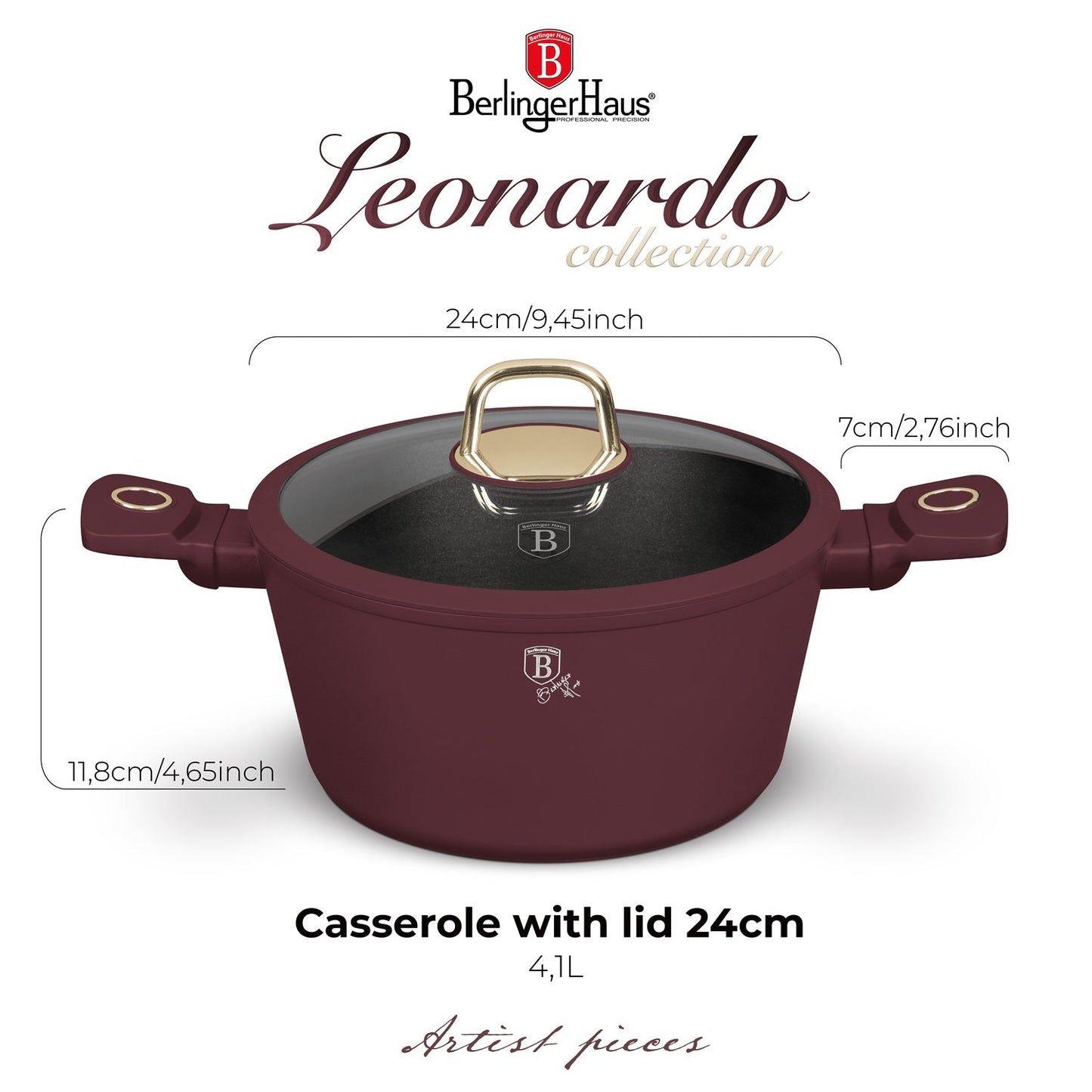 Berlinger Haus 24cm Titan Pro Non-Stick Coating Casserole - Leonardo