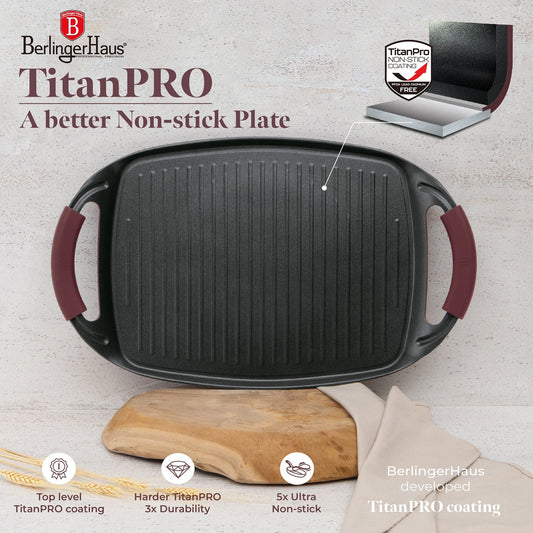Berlinger Haus 47cm Titan Pro Non-Stick Coating Grill Plate - Leonardo