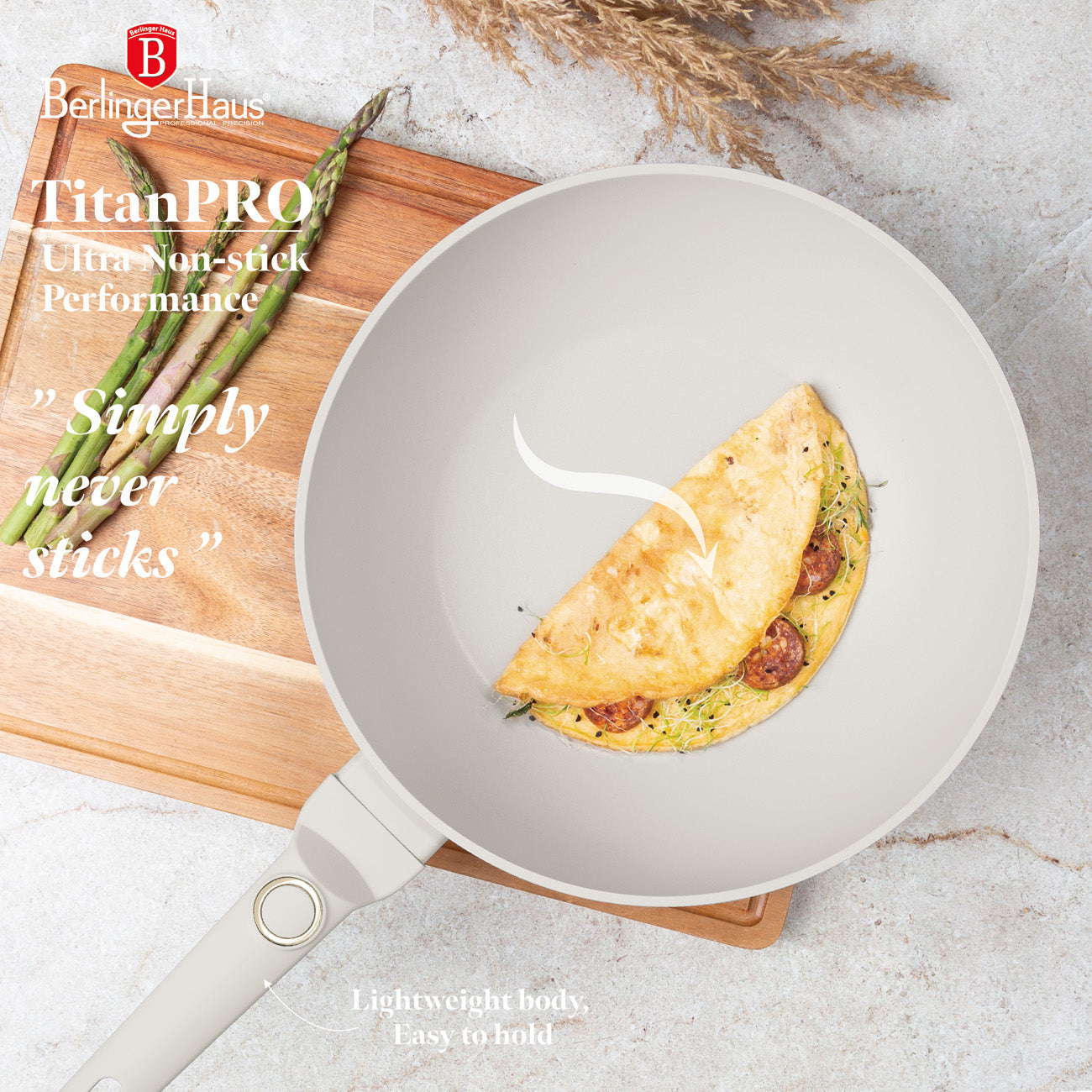 Berlinger Haus 28cm Titan Pro Non Stick Coating Wok - Sahara