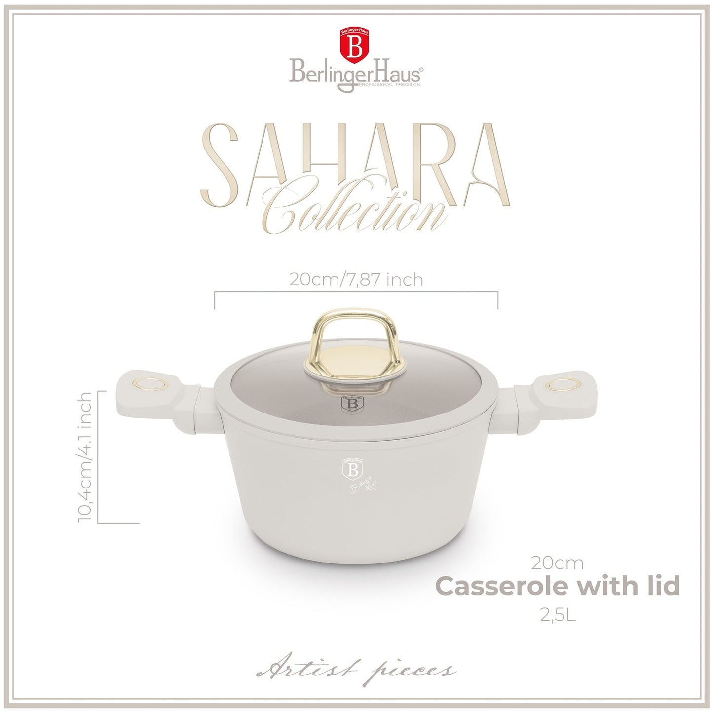 Berlinger Haus 20cm Titan Pro Non-Stick Coating Casserole - Sahara