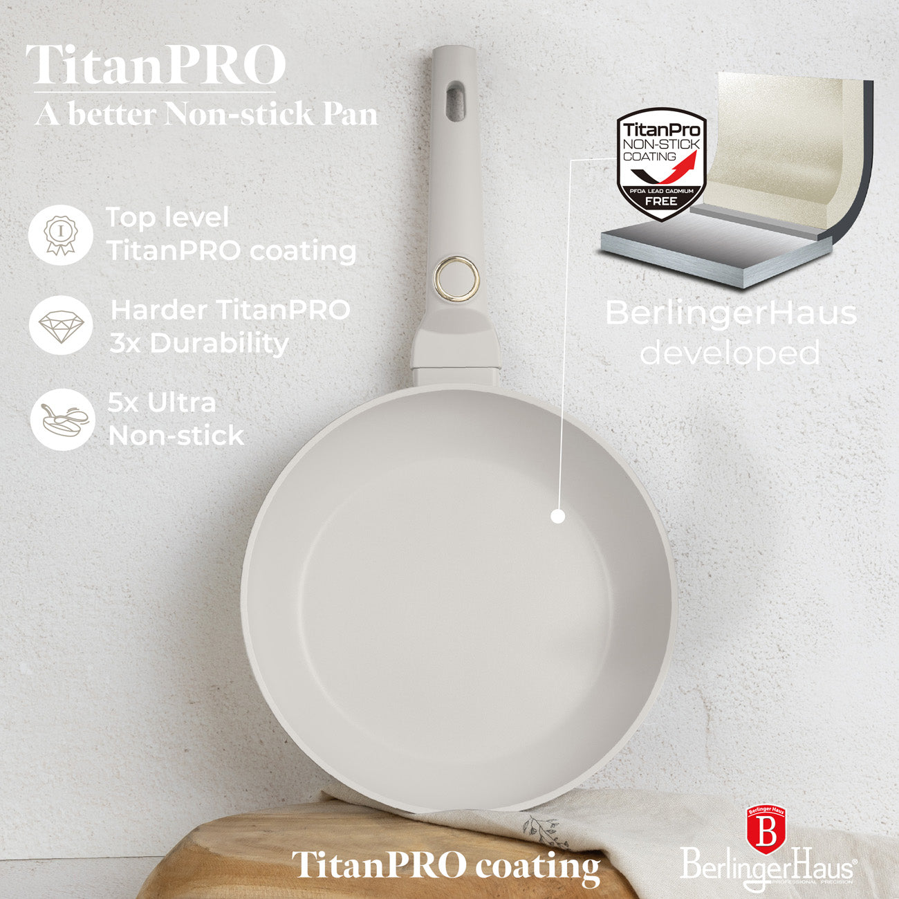 Berlinger Haus 24cm Titan Pro Non-Stick Coating FryPan - Sahara