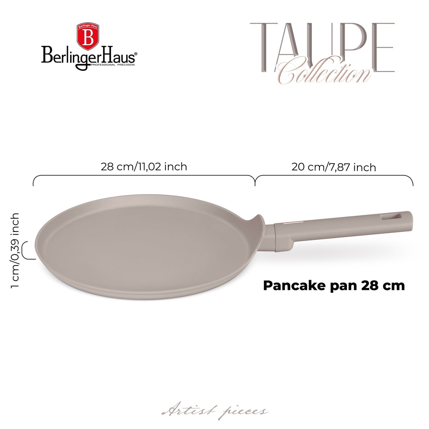 Berlinger Haus 28cm Titan Pro Non-Stick Coating Pancake Pan - Taupe