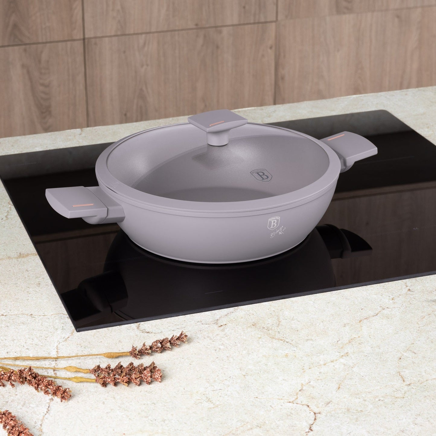 Berlinger Haus 28cm Non Stick Titan Pro Coating Shallow Pot - Taupe