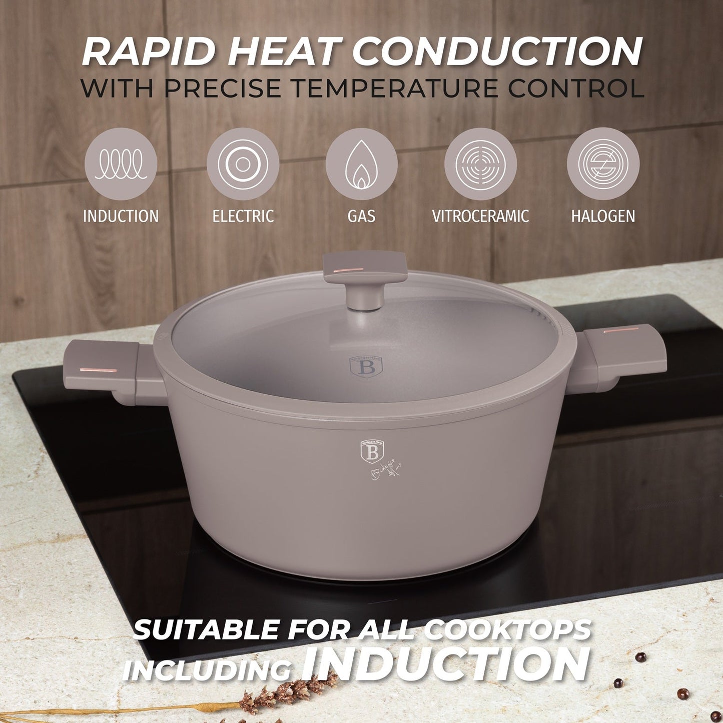 Berlinger Haus 28cm Titan Pro Non-Stick Coating Casserole - Taupe